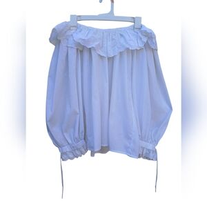 Peasant Ruffle White shoulder Top Size medium